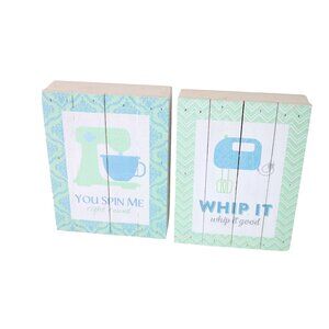 P Graham Dunn Sign Set Kitchen You Spin Me Whip It Pastel Made in USA 91361